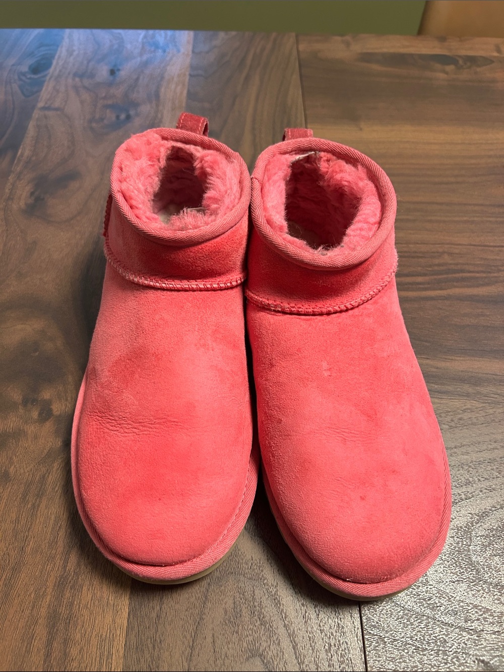 UGG Coral Pink Suede Plush-Lined Ankle Boots